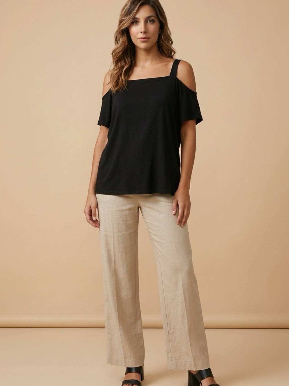 Babaton Wide-Leg Linen-Blend Pants in Beige